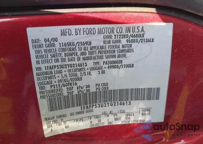 1FAFP53U2YG214613: 44360725