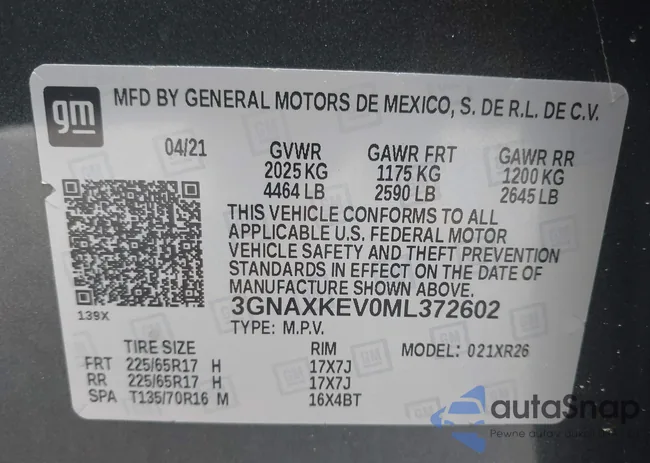 3GNAXKEV0ML372602: 44360848