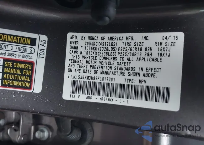 5J6RM3H97FL017301: 44362015