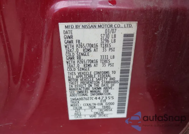 1N6AD07U27C447355: 44362257