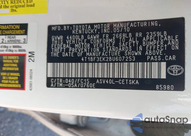 4T1BF3EK2BU607253: 44362393