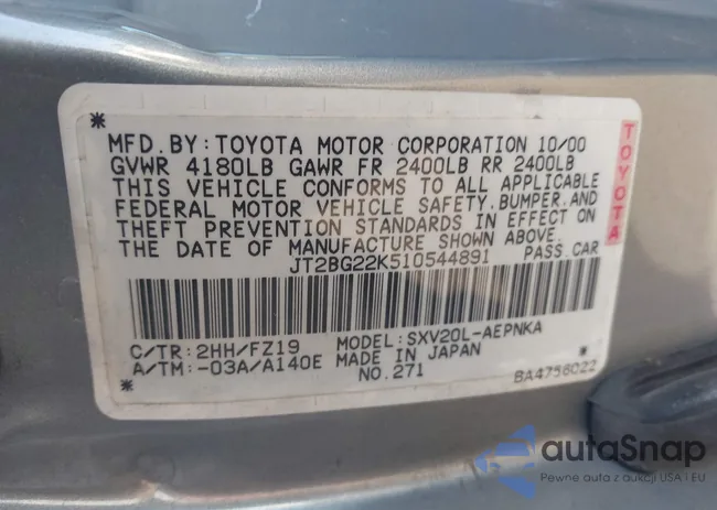 JT2BG22K510544891: 44362502