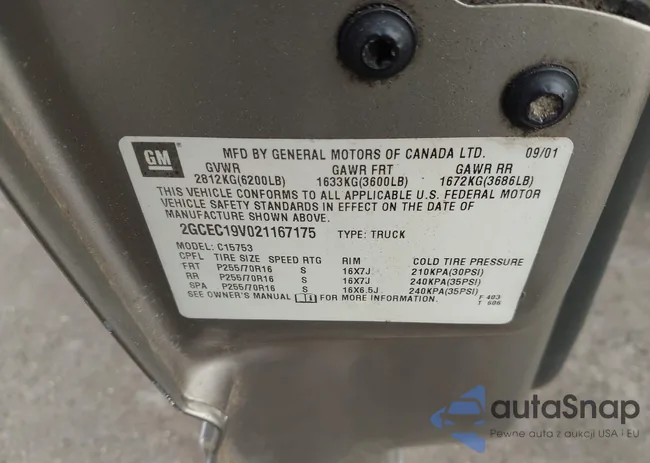 2GCEC19V021167175: 44361553