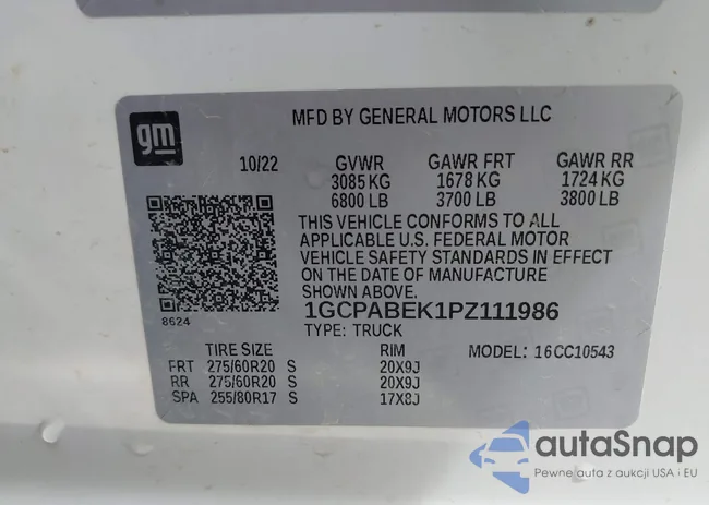 1GCPABEK1PZ111986: 44361626