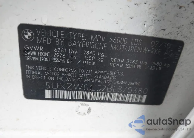 5UXZW0C52BL370380: 44361672