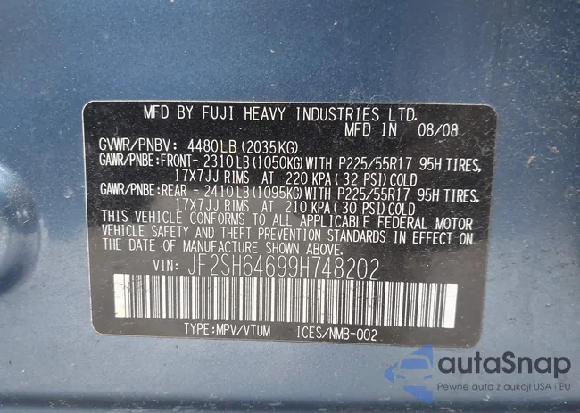 JF2SH64699H748202: 44361709