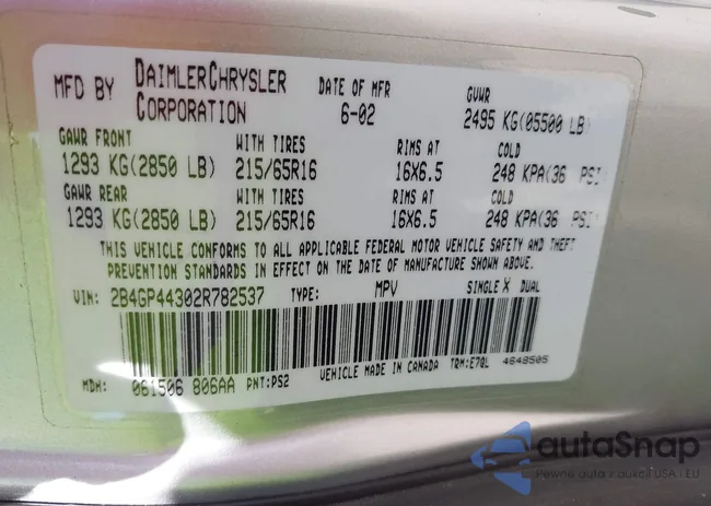 2B4GP44302R782537: 44361739