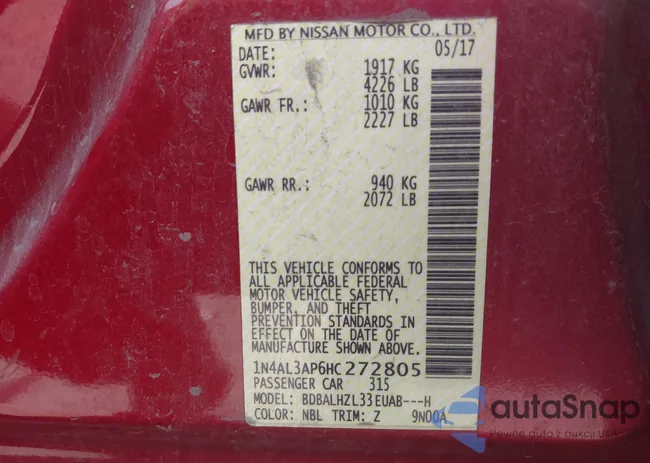 1N4AL3AP6HC272805: 44361789