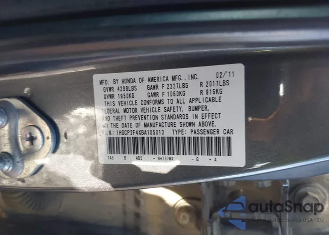 1HGCP2F4XBA105013: 44362979