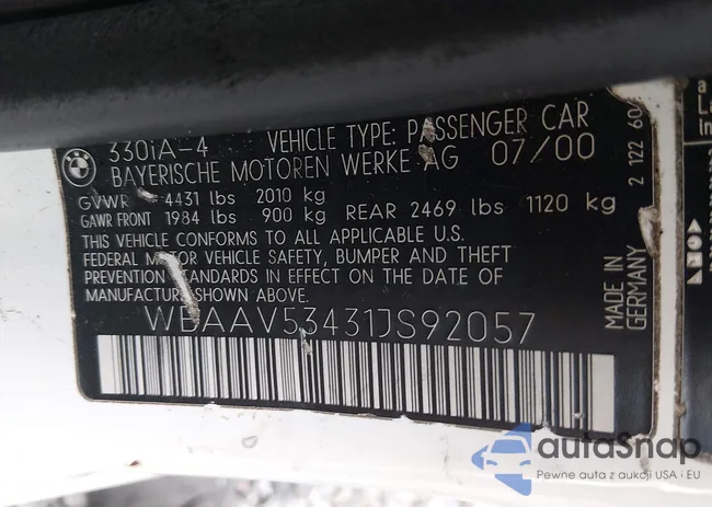 WBAAV53431JS92057: 44363068