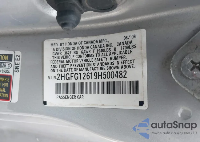 2HGFG12619H500482: 44363081