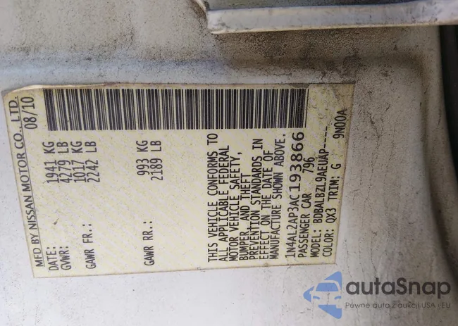 1N4AL2AP3AC193866: 44363109