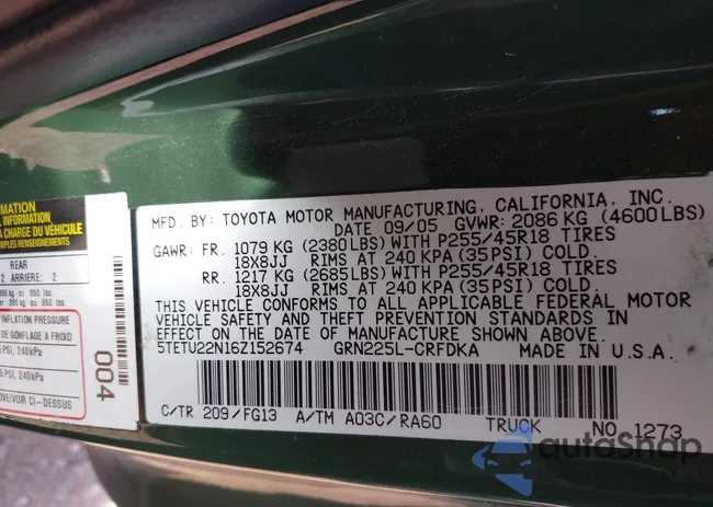 5TETU22N16Z152674: 44363402