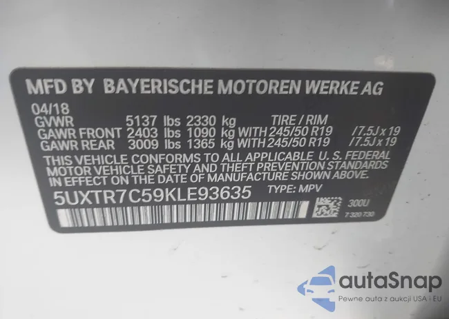 5UXTR7C59KLE93635: 44363470