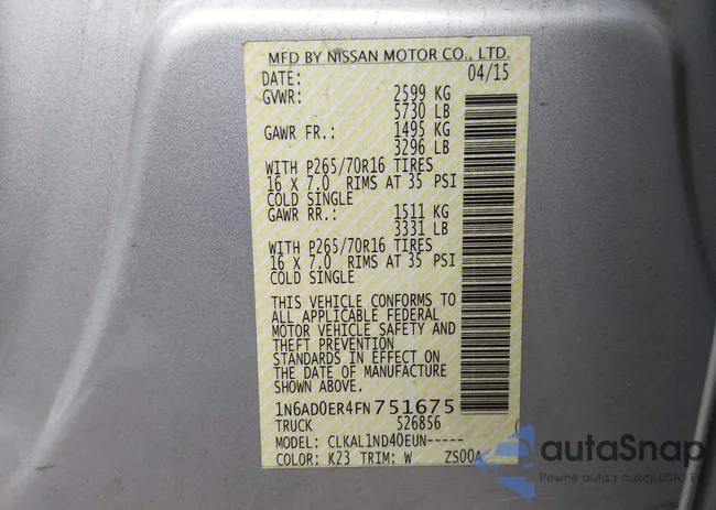 1N6AD0ER4FN751675: 44362545