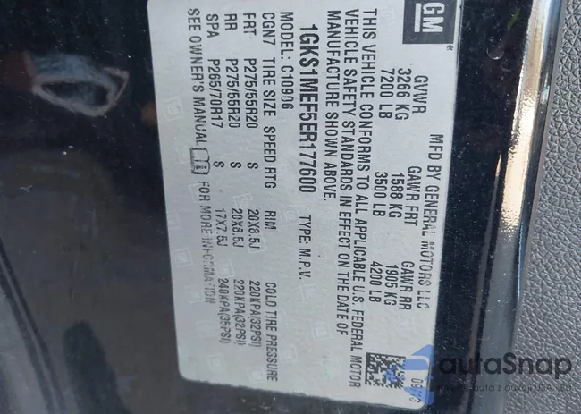 1GKS1MEF5ER177600: 44362552