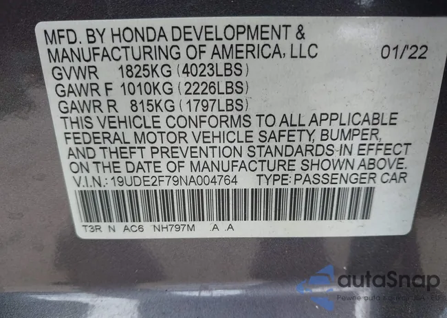 19UDE2F79NA004764: 44362568