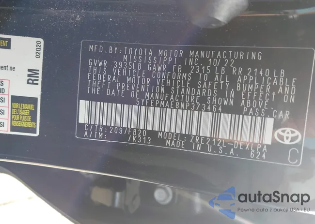 5YFEPMAE8NP373464: 44362700