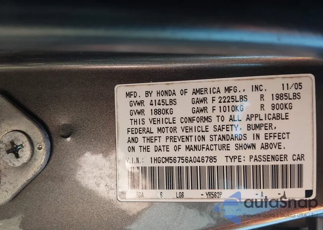 1HGCM56756A046785: 44362751