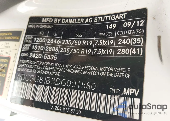 WDCGG8JB3DG001580: 44362771