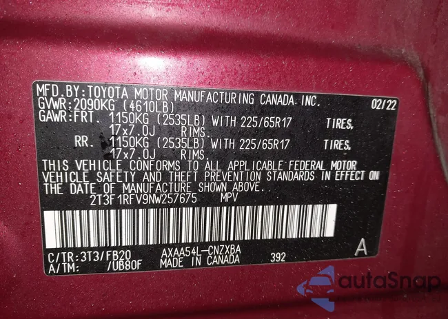 2T3F1RFV9NW257675: 44362869