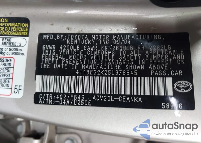 4T1BE32K25U978845: 44363942