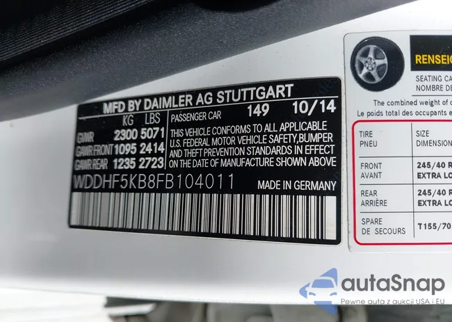 WDDHF5KB8FB104011: 44364356