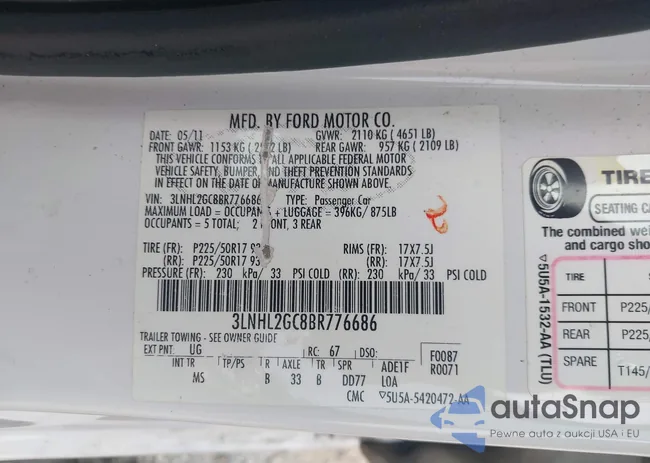 3LNHL2GC8BR776686: 44364434