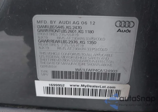 WA1LFAFP4CA124903: 44363603