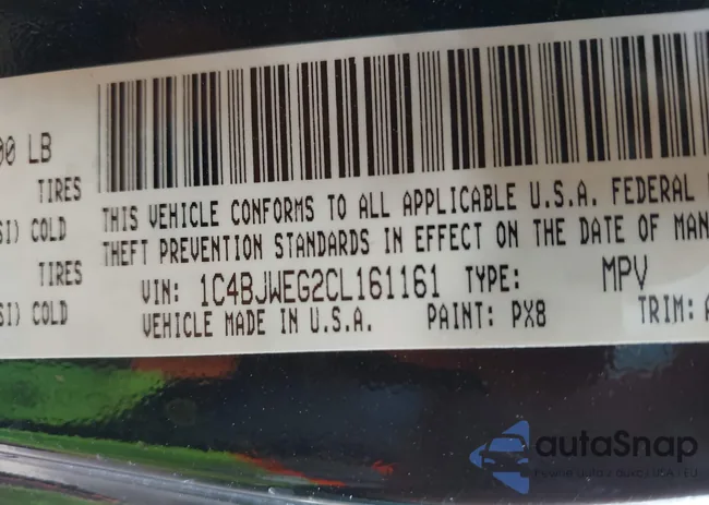 1C4BJWEG2CL161161: 44363638