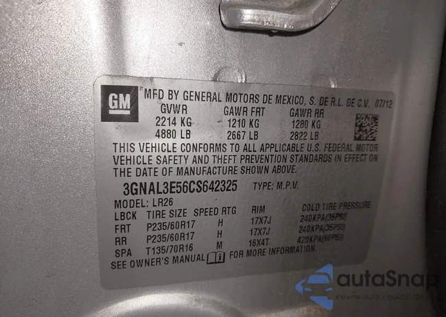 3GNAL3E56CS642325: 44363709