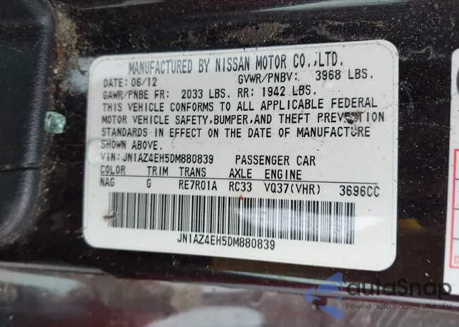 JN1AZ4EH5DM880839: 44363737