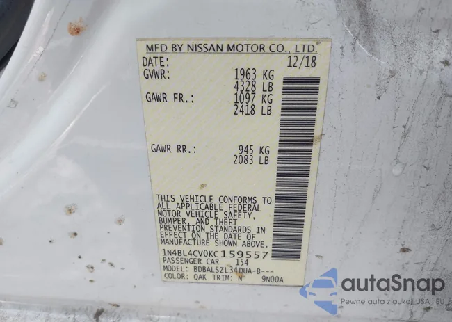 1N4BL4CV0KC159557: 44363841