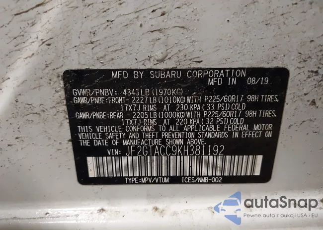 JF2GTACC9KH381192: 44363937