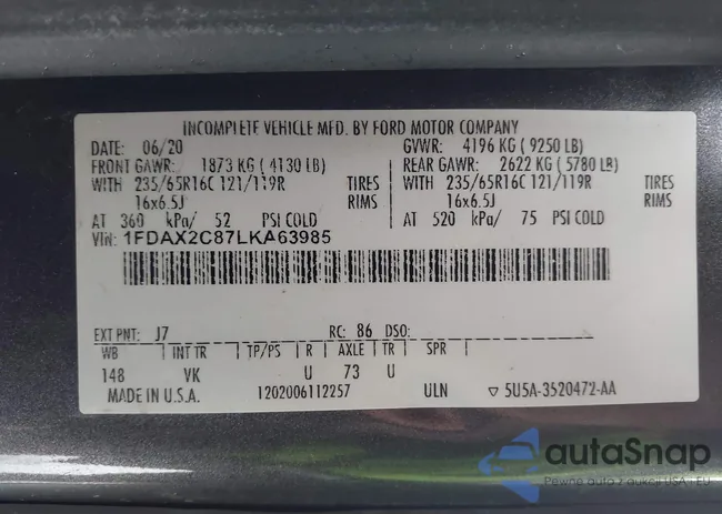 1FDAX2C87LKA63985: 44364982