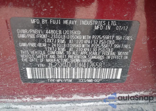 JF2SHADC3DH412658: 44365029