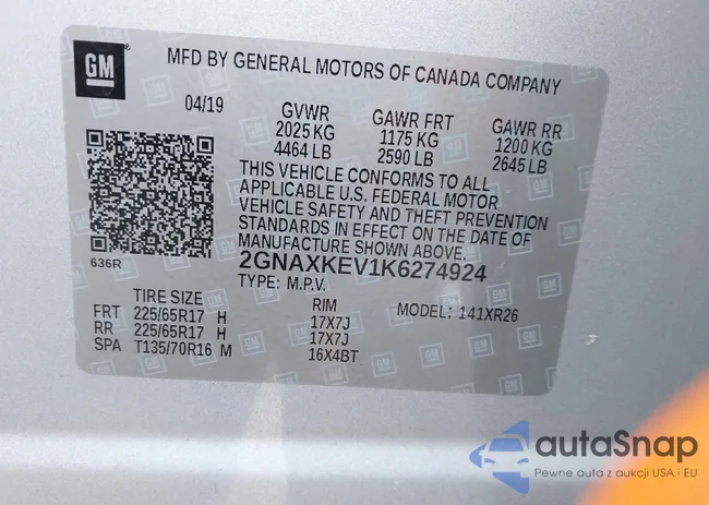 2GNAXKEV1K6274924: 44365034