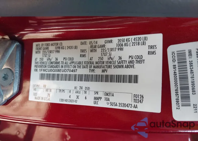 1FMCU0GX8EUD70497: 44364647