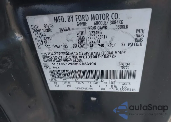 1FTRW12W96KA83194: 44364661