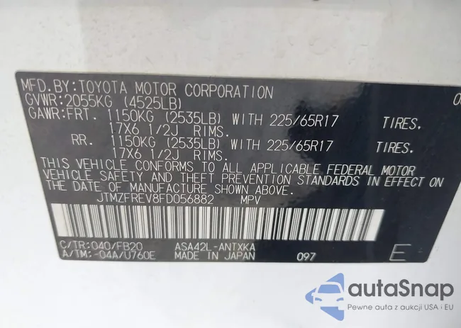 JTMZFREV8FD056882: 44364682