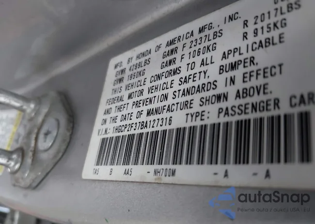 1HGCP2F37BA127316: 44364814