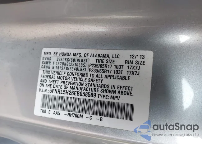 5FNRL5H26EB058589: 44365914