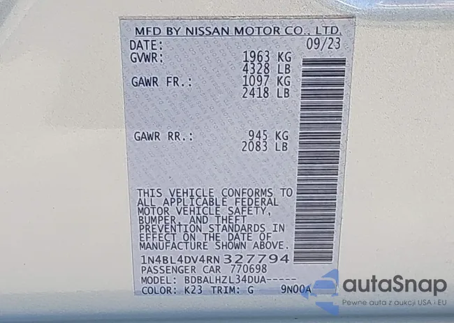 1N4BL4DV4RN327794: 44365920