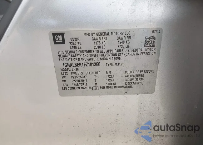 1GNALBEK1FZ101366: 44366252