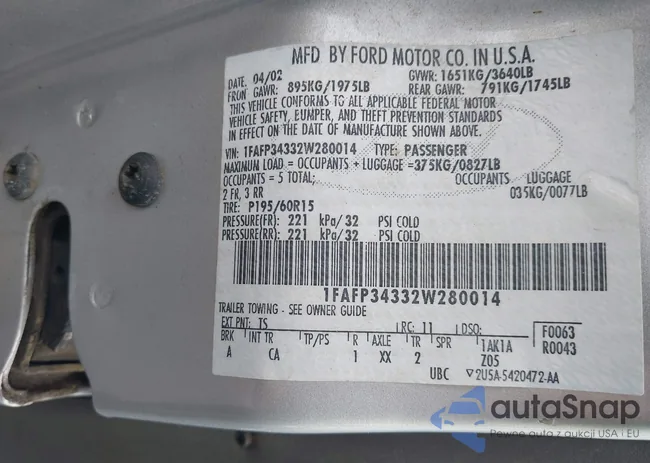 1FAFP34332W280014: 44366420