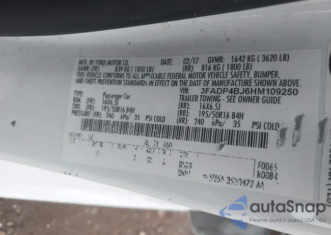 3FADP4BJ6HM109250: 44366458