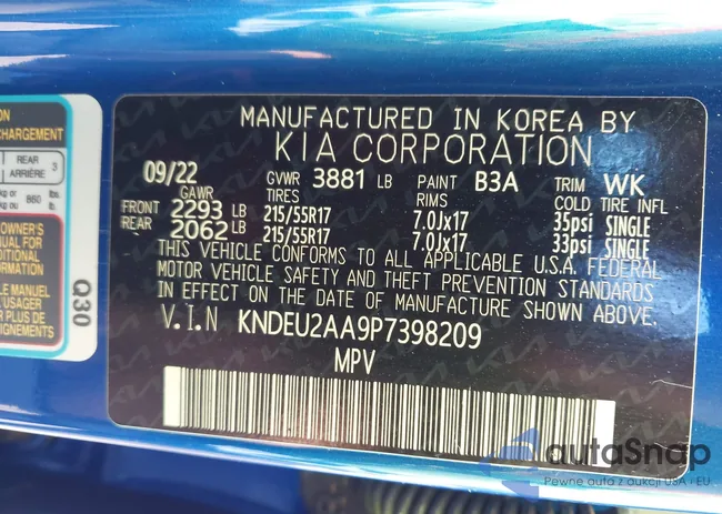 KNDEU2AA9P7398209: 44366506