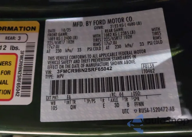 3FMCR9BN2SRF65042: 44365527