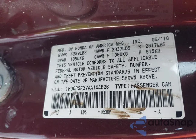 1HGCP2F37AA144826: 44365559