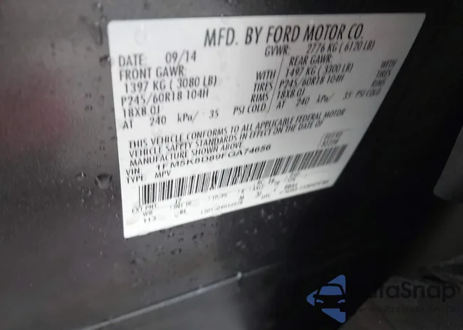 1FM5K8D89FGA74656: 44365561